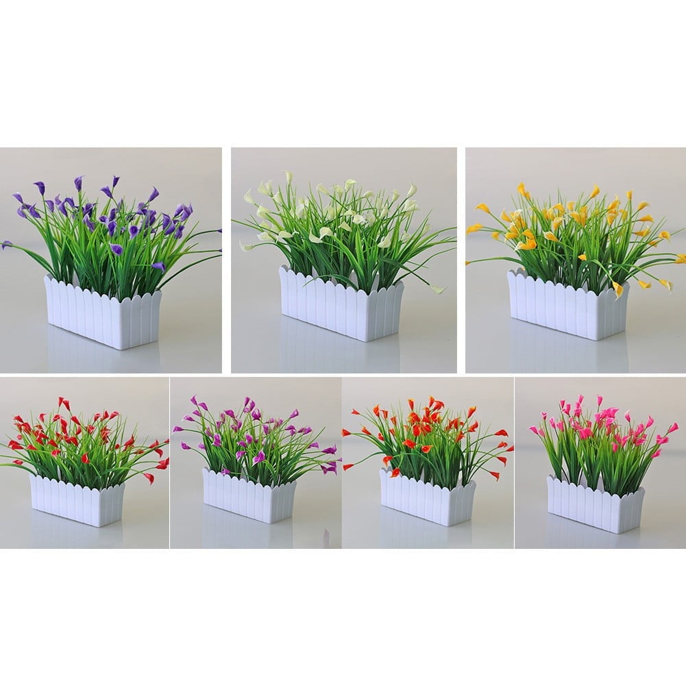 Artificial Plants With Pots Fake Flowers For Home Garden Decor Outdoor