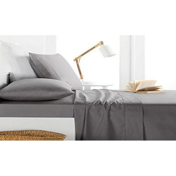 Milan Collection 1000 Thread Count 100% Cotton Deep Pocket Sheet Set (Twin XL, Silver)