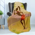 thumbnail image 4 of African Soft Flannel Fleece Throw Blanket, Young Zulu Girl in Exotic Nature Tree Leaves Mountains Folkloric Clothing, Cozy Plush for Indoor and Outdoor Use, 70" x 90", Multicolor, by Ambesonne, 4 of 5