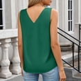 thumbnail image 4 of Satin Tank Tops for Women Loose Fit Sleeveless V Neck Cami Camisole Dress Blouses Business Shirts Formal Top Army Green XL, 4 of 5