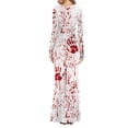 thumbnail image 2 of VISgogo Vestido de Halloween para Mujer, Manga Larga, Cuello Redondo, Estampado, Adelgazante, Casual, Club, Fiesta, Vestido de una Pieza VISgogo moda, 2 of 6