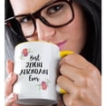thumbnail image 2 of 3drose, Floral Best Flight Attendant Ever Watercolor Pink Flowers Cabin Crew, 11oz Two-tone Yellow Mug, 2 of 6