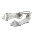 thumbnail image 2 of Dream Pairs Women Low Wedge Heel Sandals Open Toe Ankle Strap Buckle Lady Work Casual Shoes INGRID SILVER/GLITTER Size 9.5, 2 of 4