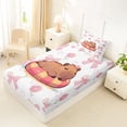 thumbnail image 4 of Erosebridal Cartoon Capybara Twin Sheet Sets For Cute Animals Lover,Pink Bows Cartoon Bowtie Bedding For Kids 3pcs, 4 of 6