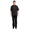 thumbnail image 3 of TOPTIE Lot de 2 Vestes de Chef à Manches Courtes Unisexes, Noir avec Rouge, 3 of 6