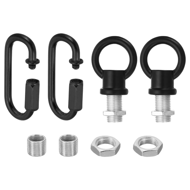 Unique Bargains M10 Lamp Female Loop Holder with Chain Quick Link Lifting Eye Nut Hook Ring 44 Lbs Load Black