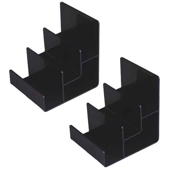 2 Pcs Acrylic 3-Tier Tiered Display Stand, Black Desktop Organizer for Wallets, Glasses, Small Accessories, Space-Saving Vertical Storage, Multi-Purpose Black Brochure Display Stand
