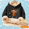 thumbnail image 2 of XUELUO Little Girls Hoodies Long Sleeve Drawstring Hood Fleece Lined Cow Snowflake Print Tops For Cold Weather Warm Soft Clothes, 2 of 5