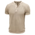 thumbnail image 5 of uikmnh Men's T Shirts European Solid Color Knitted Pineapple Jacquard Texture Men Casual Loose Comfortable Trendy Button Open Neck Short Sleeved T Shirt Size:S, 5 of 7
