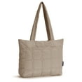 thumbnail image 3 of Qulited Puffer Tote Handbag Stylish Tote Bag for Women Single Shoulder Bag with Handle - Stylish and Lightweight Minimalist Chic Work Commute, Khaki, 3 of 7