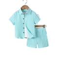 thumbnail image 5 of WhouRiu Boys Summer School Outfits Short Sleeve Button Up Shirts Shorts Sets Kids Gentleman Clothes, 5 of 5