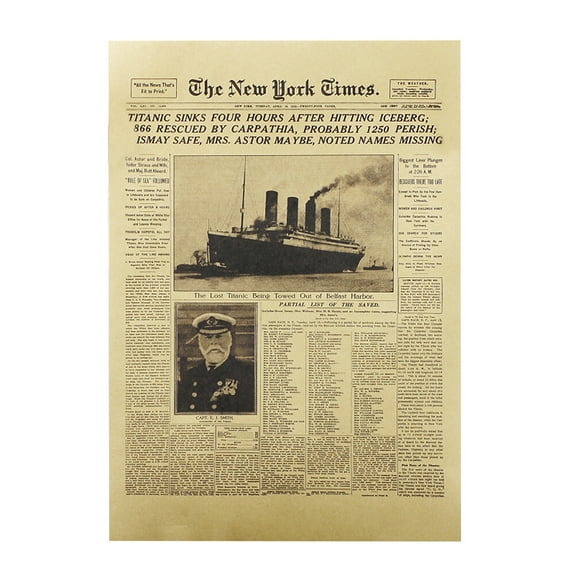 Mutmorningal Antique The New York Times Newspaper Wall Decal Kraft Paper Antique Poster Wallpaper Stickers for Cafe Bar Decoration