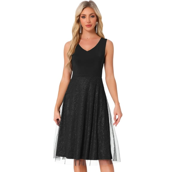 DARING DIVA Sequin Lace V Neck Wedding Guest Dress XS Black