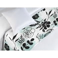 thumbnail image 3 of Floral Boho Bed Runner, Hibiscus and Rose Flowers with Fern Leaves Silhouettes on Minty Back, Decorative Accent Bedding Scarf for Hotels Homes & Guest Rooms, Twin, Charcoal Grey White, by Ambesonne, 3 of 3