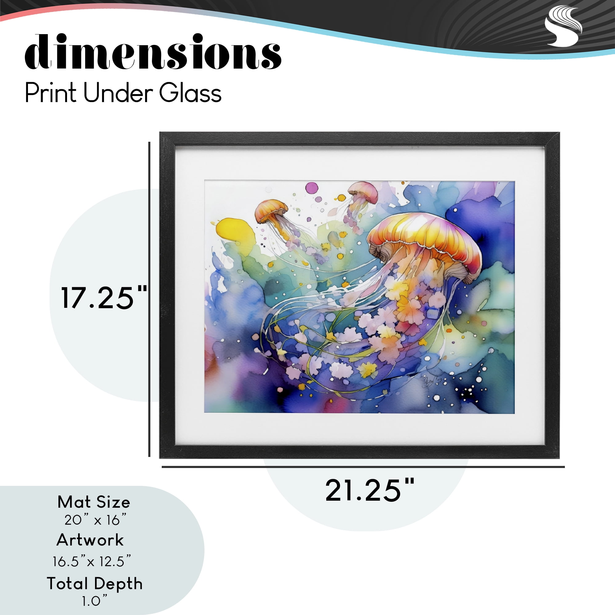 Stupell Industries Neon Jellyfish Underwater Black Framed Print Under Glass, design by Shelly Craig
