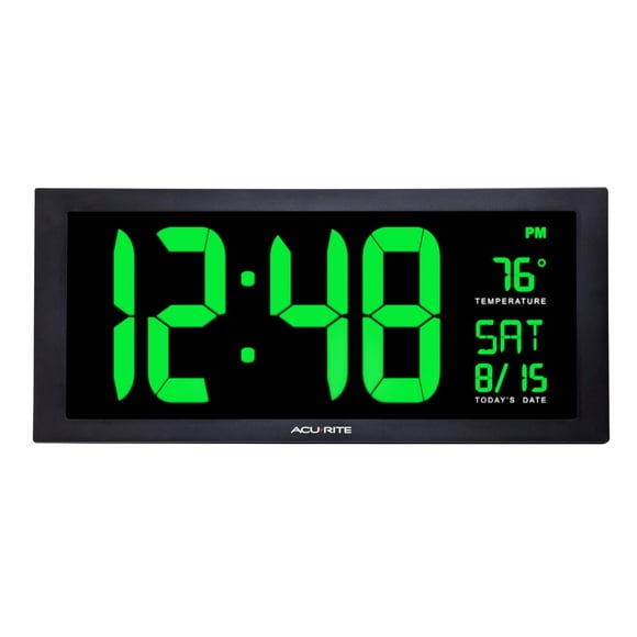 Reloj LED AcuRite 76101M con temperatura y fecha de 18 cm, color verde