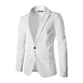 thumbnail image 1 of INSPIRE CHIC Men's Suit Jacket Notched Lapel Long Sleeve Single Vent Back One-Button Blazer 34 White, 1 of 7