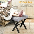 thumbnail image 5 of Vanity Stool - Square Linen Makeup Seat With Metal X Legs, Small Ottoman Chair for Makeup Room, Living Room, Bathroom - Modern Padded Foot Rest, Dark Gray, 5 of 16