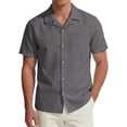 thumbnail image 3 of Mens Short Sleeve Button Down Shirts Casual Relaxed Fit Solid Color Cotton Summer Vacation Shirts,Sizes S-5XL, 3 of 8