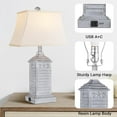 thumbnail image 5 of Coastal Table Lamps Set of 2, Beach Living Lamps for Bedroom with USB A+C, Antique Grey Modern Resin LED, 5 of 12