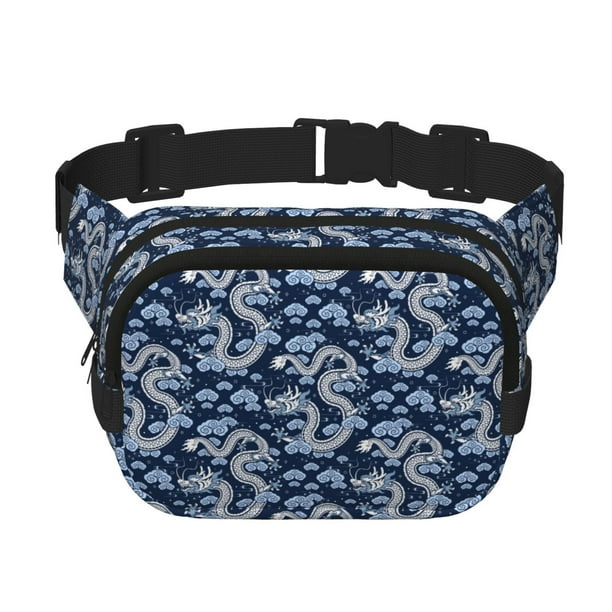 Fotbe Dragons Cangurera Cuadrada con Estampado de Doble Capa, Bolsa de Cintura Ajustable Mini para Hombres y Mujeres