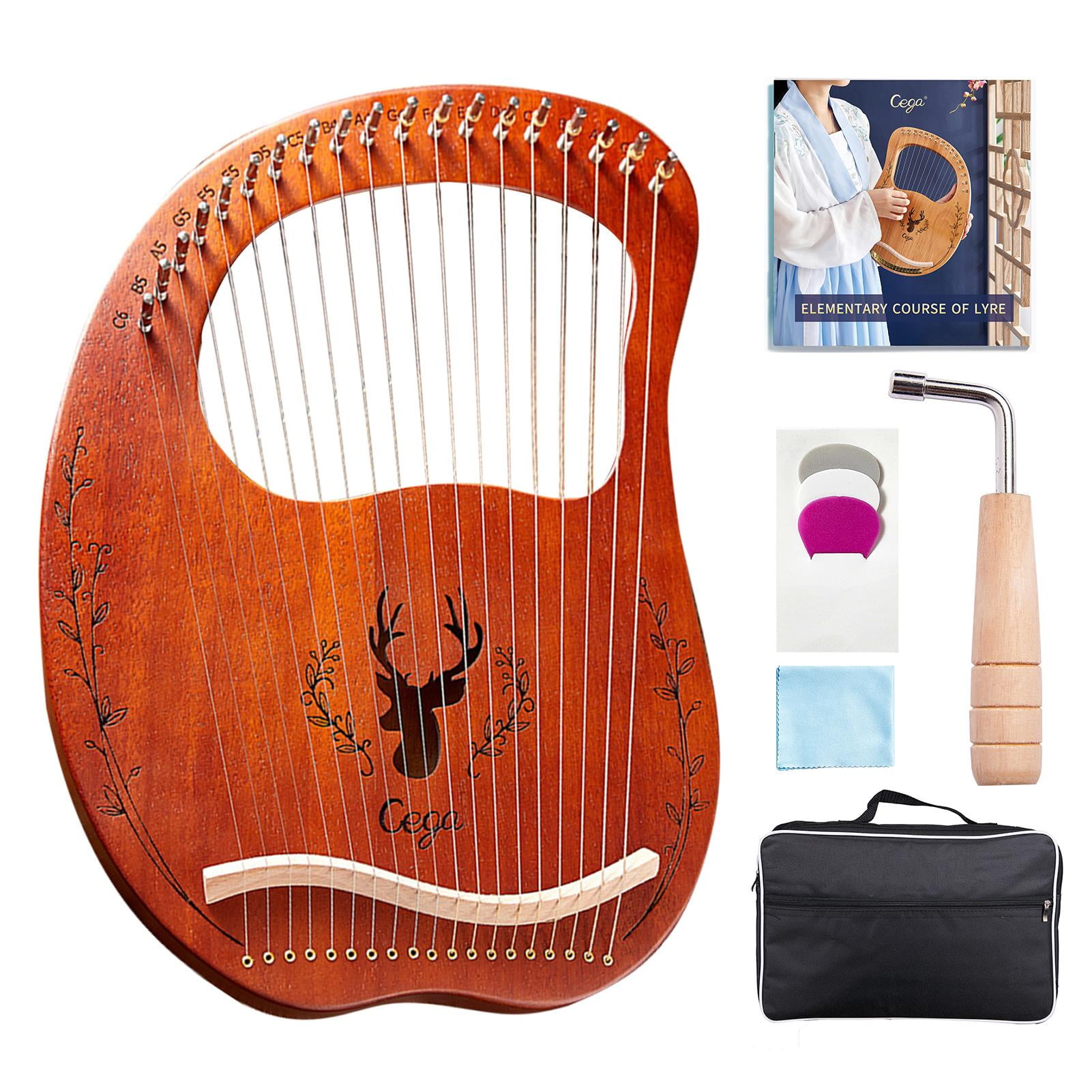 AIHOME Lyre Harp 19 Metal Strings Compact Mahogany Lyra Harp with B