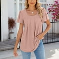 thumbnail image 2 of WILLBEST Womens T Shirts V Neck Womens Fashion Casual Top Square Neck T Shirts Summer Short Sleeve Casual Loose Top Tops, 2 of 5