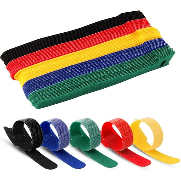6 Inch Length Reusable Hook and Loop Cable Ties ,Strong &Microfiber fastening cloth, Adjustable Fastener Cable Strap Hook and Loop Cord Ties