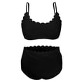 thumbnail image 6 of Maternity Women Bikini Set Bathing Suit Solid Color Sleeveless Swimsuit High Waist Print Two Piece With Briefs For Beach Pool,Black,SIZE L, 6 of 9