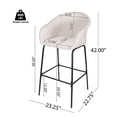 thumbnail image 4 of Bar Stool Set, Outdoor Metal Wicker Barstools with PE Rattan Weave and Black Iron Frame, All-in-One Design with Footrest, Set of 2, Light Gray Wicker, 4 of 10