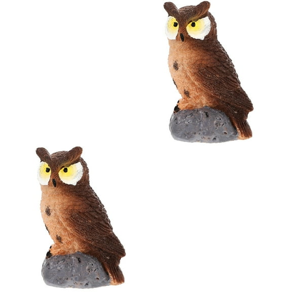 MLINS Set of 2 Owl to Away Pigeon Deterrent Ornament Fake Decoration Small Figurine