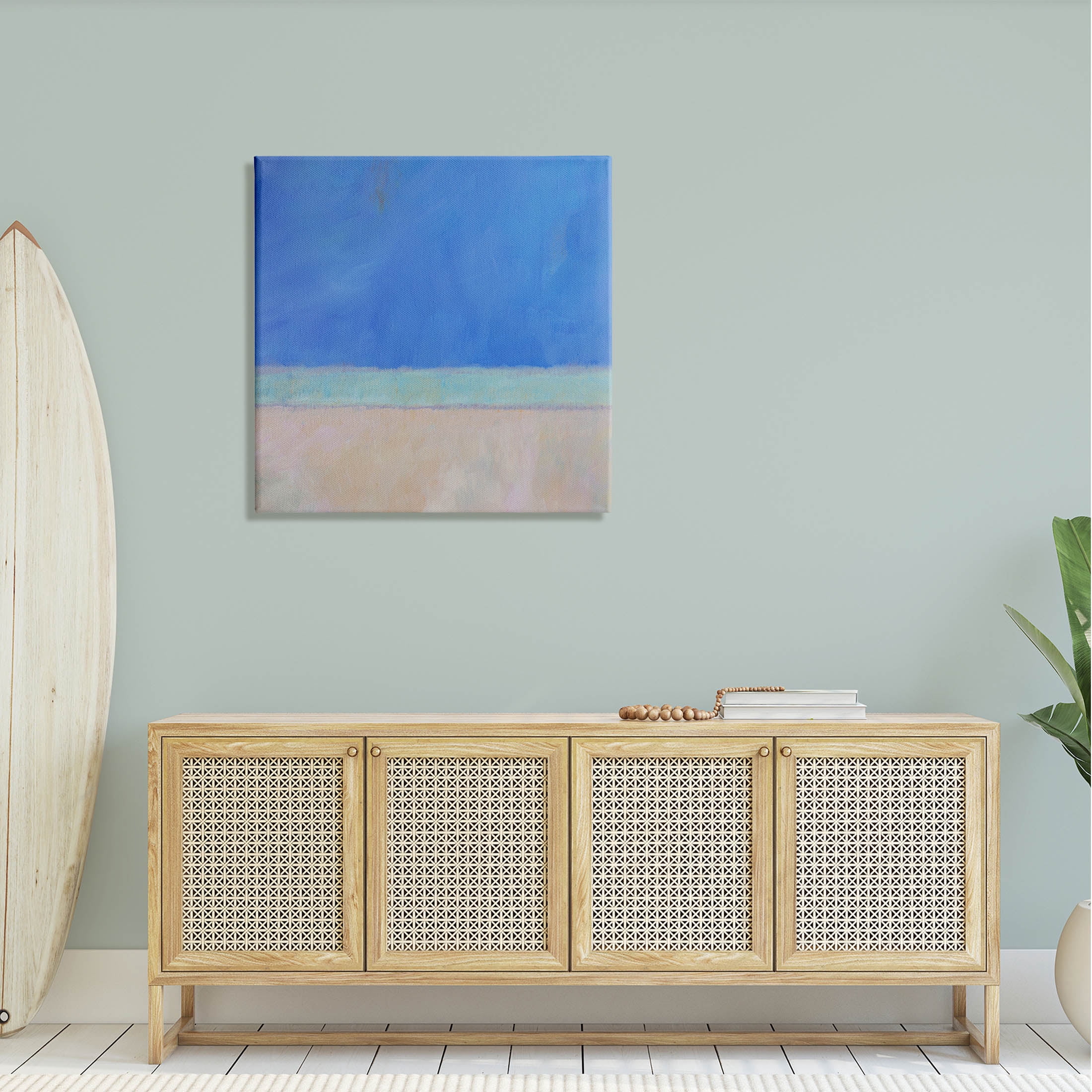 Stupell Industries Abstract Blocked Landscape Blue Stripe Painting Gallery Wrapped Canvas Print Wall Art, Design by Carol Young