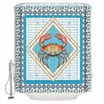 thumbnail image 2 of Blue Crab Nautical Waterproof Fabric Shower Curtain, Ocean Coastal Geometric Shower Curtain for Bathroom Curtains Bathtubs Hotel Washable Shower Curtains with 12 Hooks Standard 72x72, 2 of 6