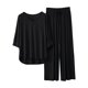 thumbnail image 1 of Conjunto de pijama de manga 3/4 para mujer: top con cuello en V y pantalones con cintura elástica, tejido de poliéster, ropa informal para estar por casa - Tallas L/XL, 1 of 3