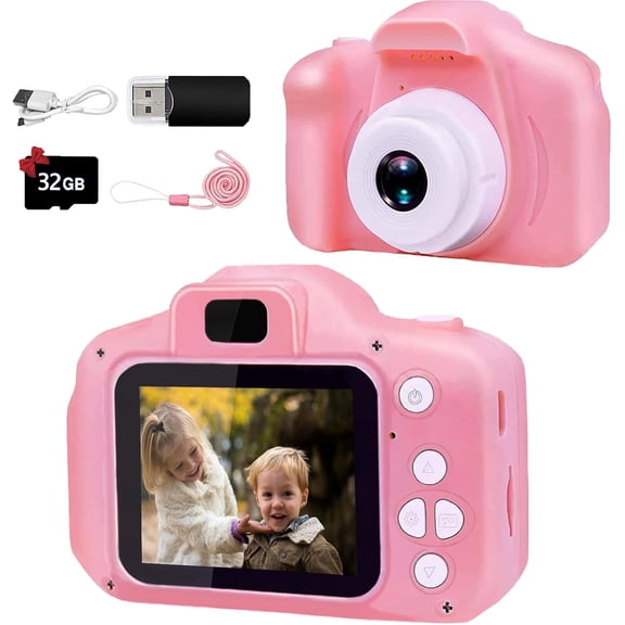 Kids Camera for Boys and Girls,13MP Video & Photo Camera with 32GB SD Card,Selfie Camera for Toddlers,Best Birthday Gift for Girls,Pink