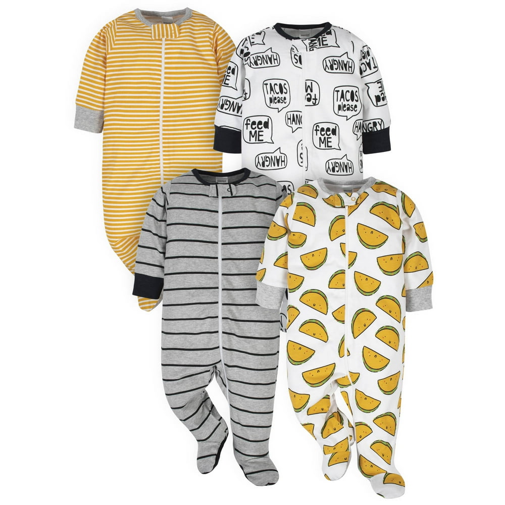 Onesies Brand Onesies® Brand Newborn Baby Boys Sleep 'N Play Footed Pajamas, 4Pack Walmart