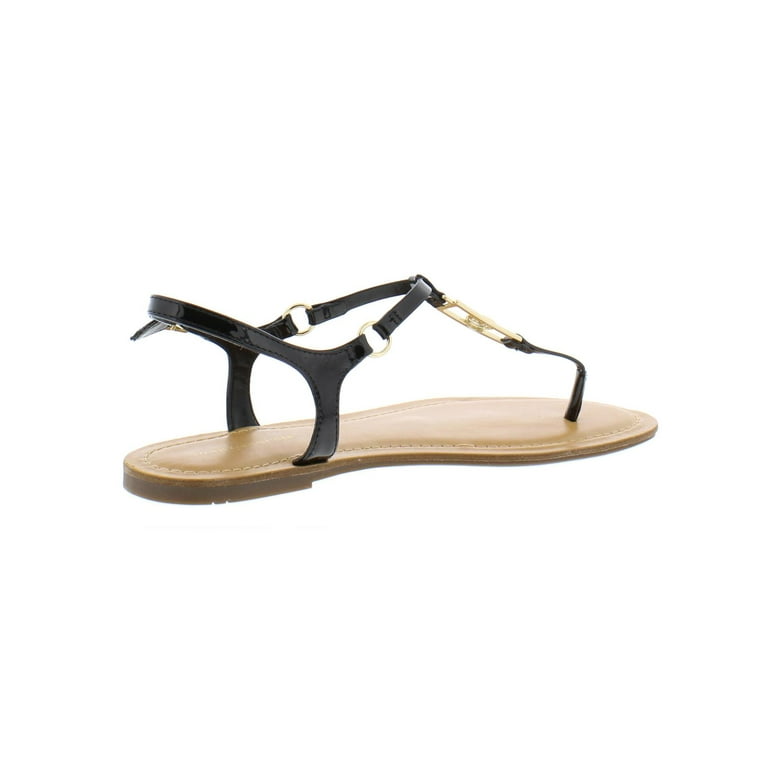 Tommy Hilfiger Landen Patent T-Strap Thong Sandals Black 7.5 Medium - Walmart.com