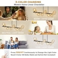 thumbnail image 4 of Lzawvm Linear Chandelier for Dining Room with Amber Swirled Glass Globe Dining Room Light Fixture 11-Lights Pendant Lights Kitchen Island for Living Room Sputnik Black 51inch, 4 of 12
