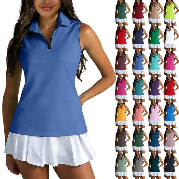 Golf Tops for Women Sleeveless V Neck Tank Tops Summer 2026 Plus Size Tennis Top Slim Fit Lightweight Collared Casual Polo Shirts