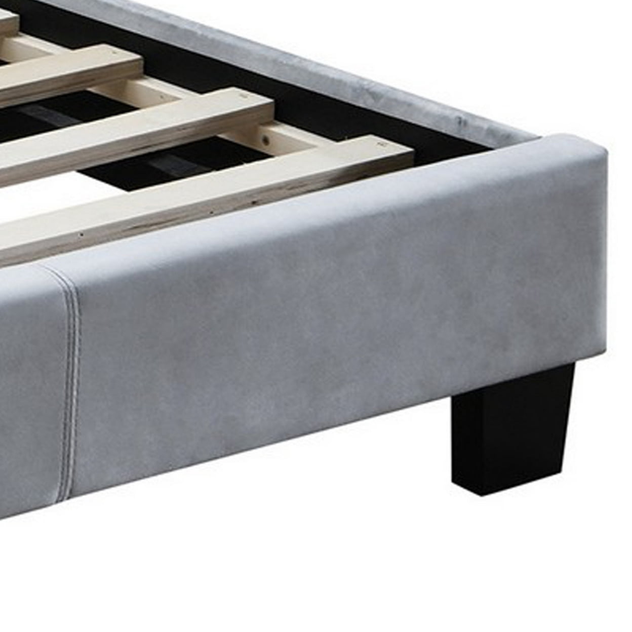 Button Tufted Twin Velvet Bed with Curved Headboard in Gray
