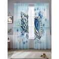 thumbnail image 2 of Summer Conch Sheer Curtains 96 Inch Long 2 Panels, Ocean Underwater Shell Flower Teal White Coastal Light Filtering Rod Pocket Curtains, Sheer Voile Drapes for Living Room Bedroom, 52"x96", 2 of 8