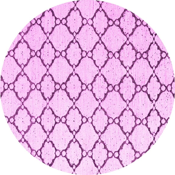 Ahgly Company Indoor Round Trellis Pink Contemporary Area Rugs, 3' Round