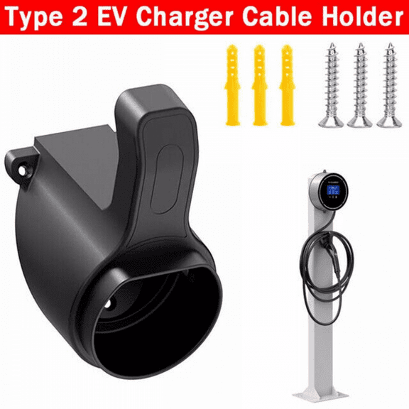 Type 2 EV Charger Plug Holder Wall Mount Bracket Socket Electric Car Charging