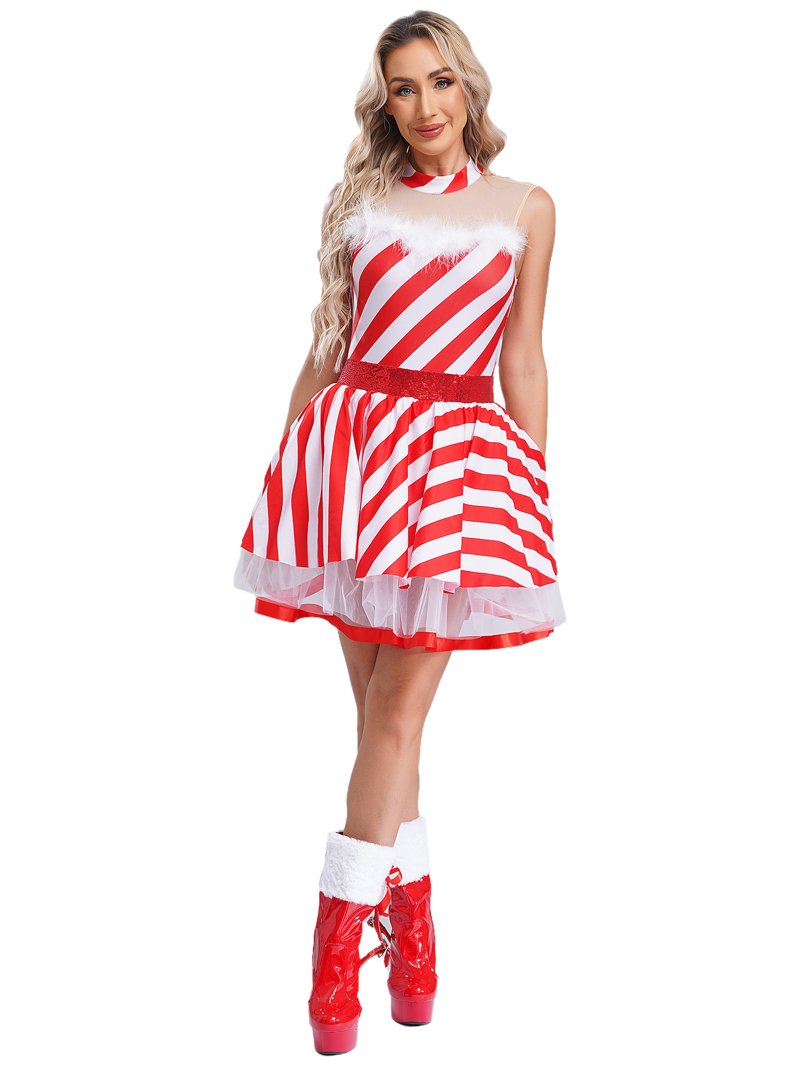 womens christmas tutu dress BAE Women's Red Tutu Dress  Elegant Long Sleeve Christmas & New Year Party  Dress, Autumn/Winter/Summer Holiday Outfit