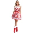 thumbnail image 3 of Sxiwei Womens Christmas Candy Cane Dress Sleeveless Xmas Costume Ballet Dance A-line Tutu Dress Red L, 3 of 7
