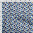 thumbnail image 5 of Soimoi Geometrical Printed, Cotton Fleece, Fabric by The Yard Sewing DIY Stretch Fabric 56 Inches Wide, WarmFabric for Hats, Coats, Gloves, Blankets, Blue & Orange, 5 of 5