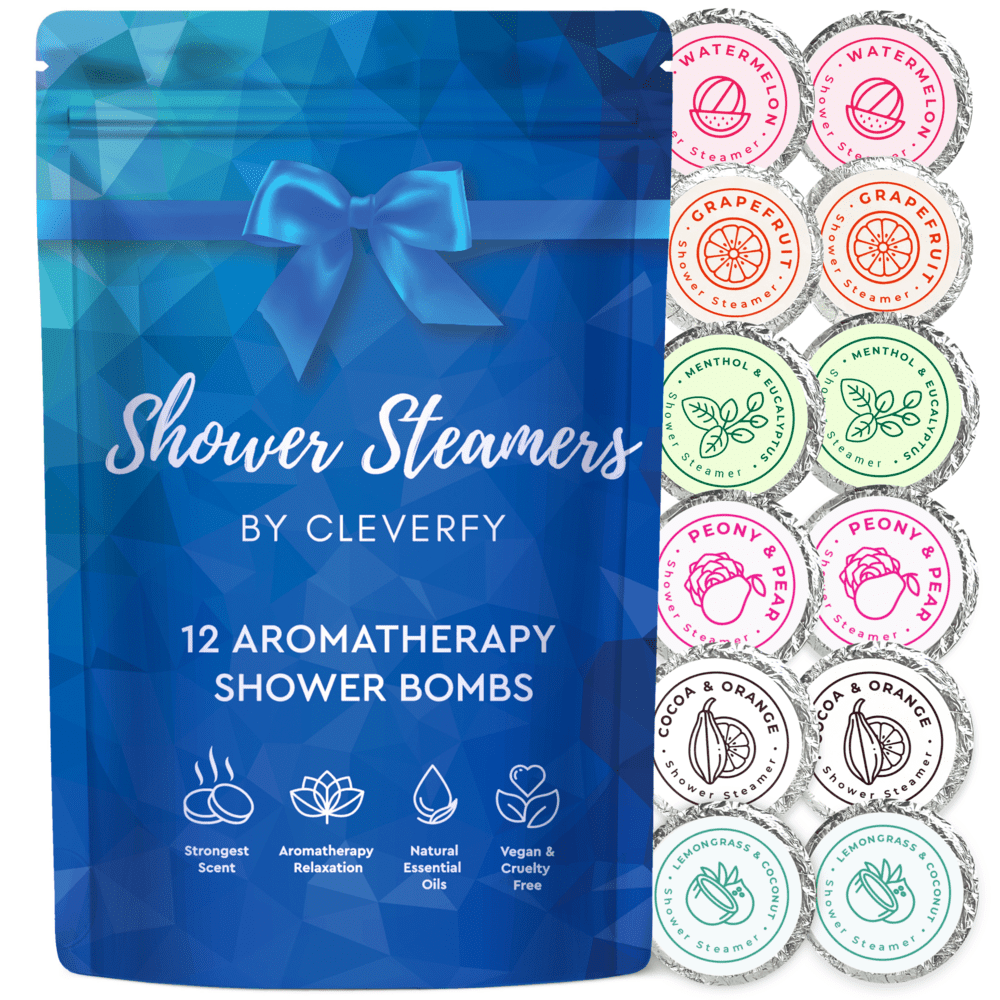 Cleverfy Shower Steamers Aromatherapy. Blue Self Care Set of 12 Shower