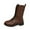 Brown Low-Heeled Mid Calf Boots, variant on Versatile Women's Mid-Calf Boots, Low-Heeled Round Toe, Side Zipper, Casual Fall & Winter Fashion, Comfortable Faux Leather Footwear