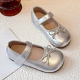 thumbnail image 6 of Gyujnb Toddler Girls Patent Bow Mary Jane Flats Adjustable Strap Non- Sole for School & Daily Wear,4-4.5 Years, 6 of 7