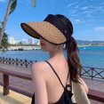thumbnail image 4 of Women's Sun Visor Hats Wide Brim Straw Beach Hat Ponytail Hats for Women Foldable Floppy, 4 of 7